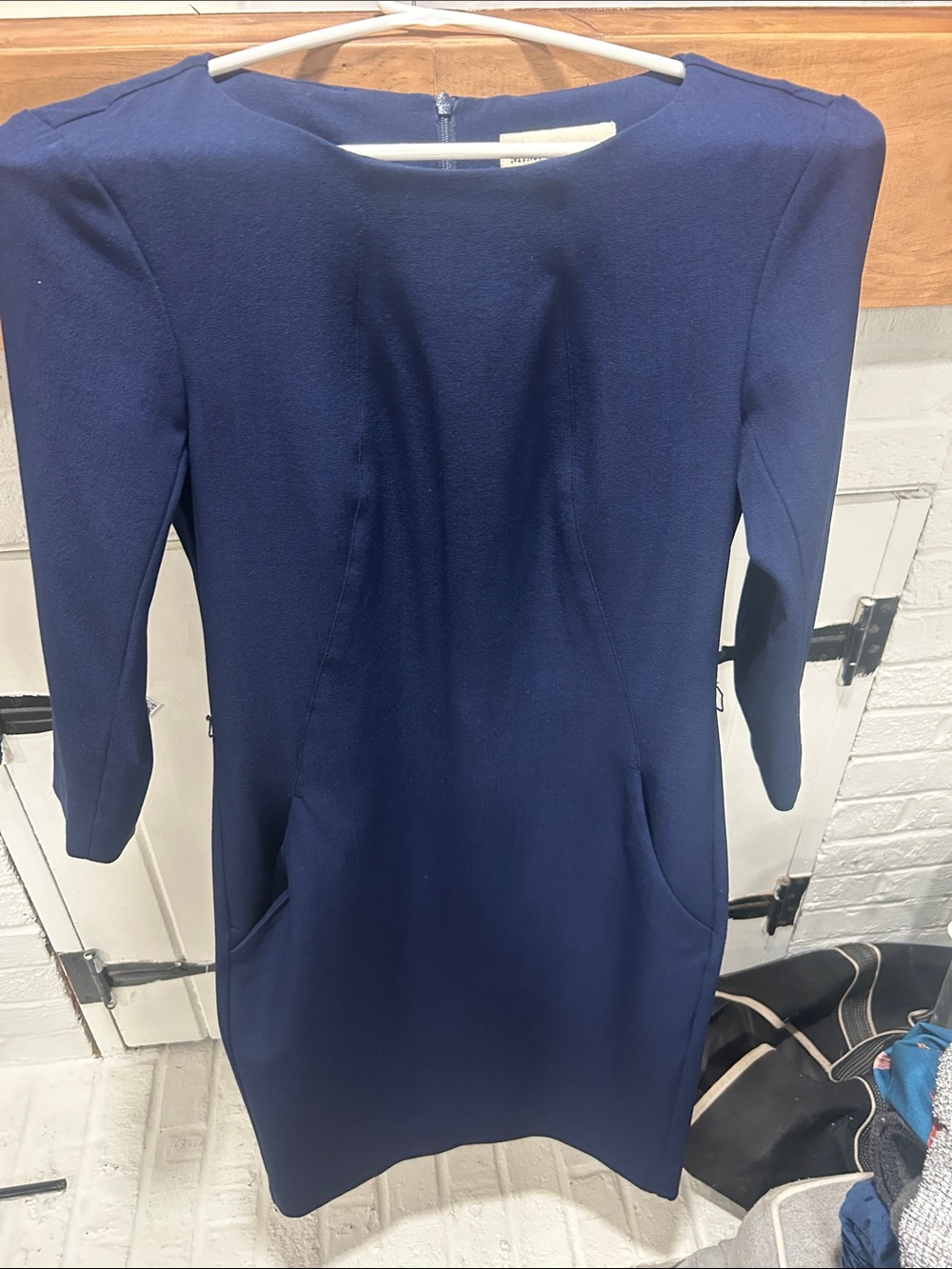 MM. LaFleur Navy Long-Sleeve Sheath Dress